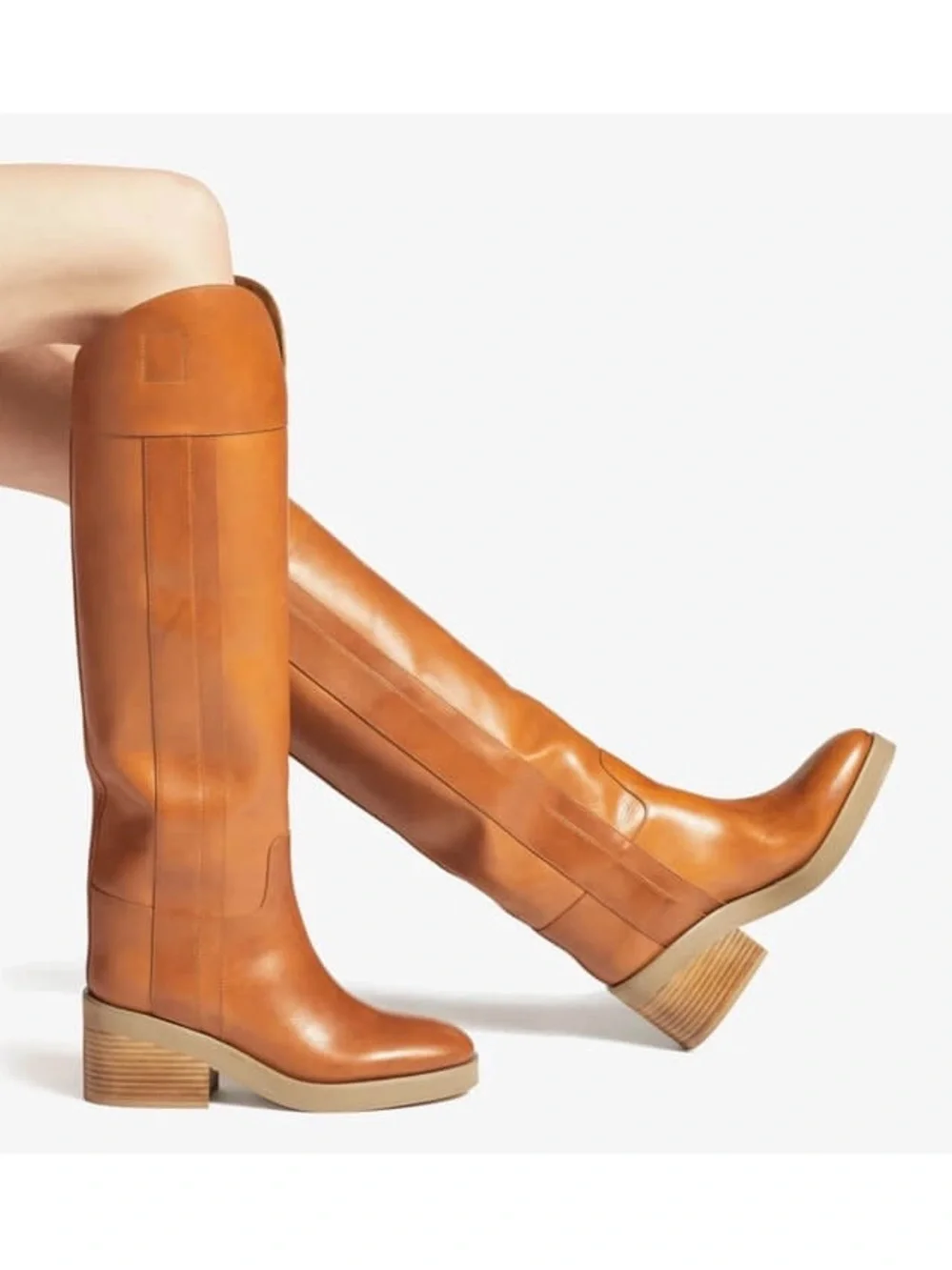 Jimmy Choo Tonya 70 Tan Leather Riding Boots - Sz 40 / US 10